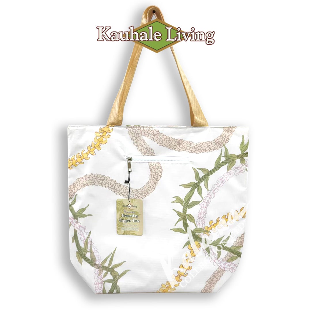 Hawaiian Everyday Zipper Tote Bag: Lei | Kalama Collection Ltd