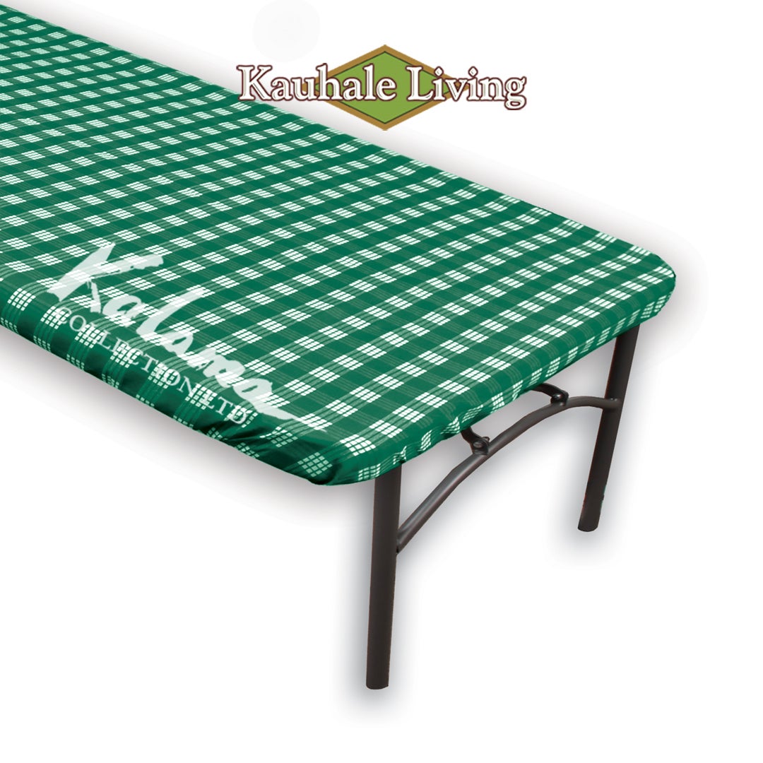 Hawaiian Fitted Tablecloth: Palaka Forest Green | Kalama