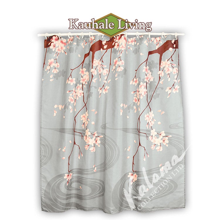 Hawaii Fabric Shower Curtain, Palm Tree Off-White
